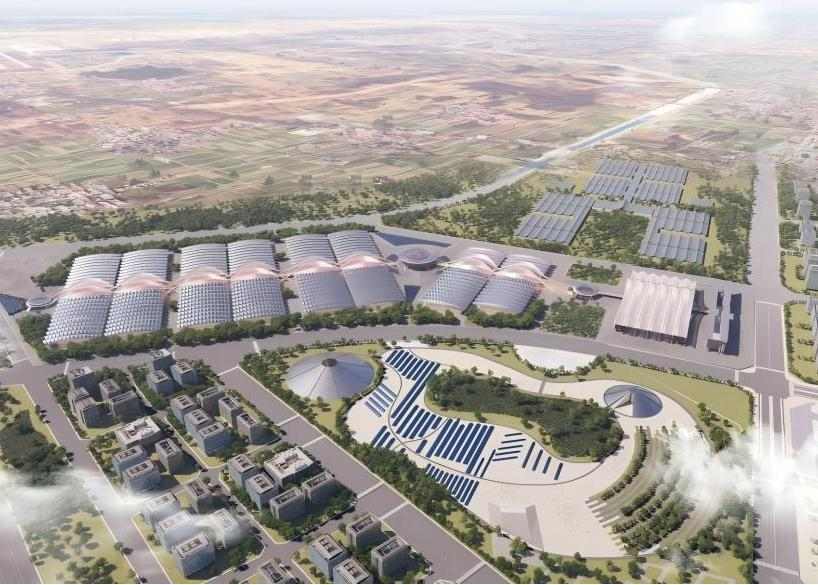 郑州中原高铁港数字展贸城ETFE膜结构+PTFE膜结构项目