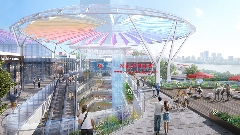 明宇广场6号地块商业（万达广场）改造项目钢膜结构ETFE盖顶天幕工程进入钢结构吊装阶段