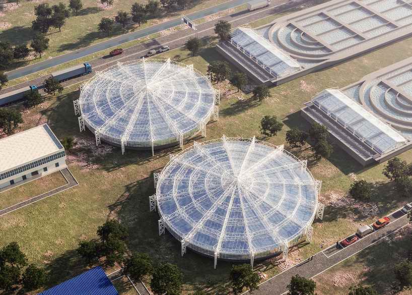 格尔木工业园ETFE膜结构污水池加盖工程 格尔木工业园ETFE膜结构污水池加盖工程