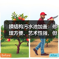 膜结构污水池加盖：修理方便、艺术性强，但工程人员涣散困难（图2）