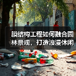 膜结构工程如何融合园林景观,打造浪漫休闲空间?(图2) 膜结构工程如何融合园林景观,打造浪漫休闲空间?(图2)