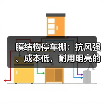 膜结构停车棚:抗风强、成本低,耐用明亮的首选方案(图3) 膜结构停车棚:抗风强、成本低,耐用明亮的首选方案(图3)