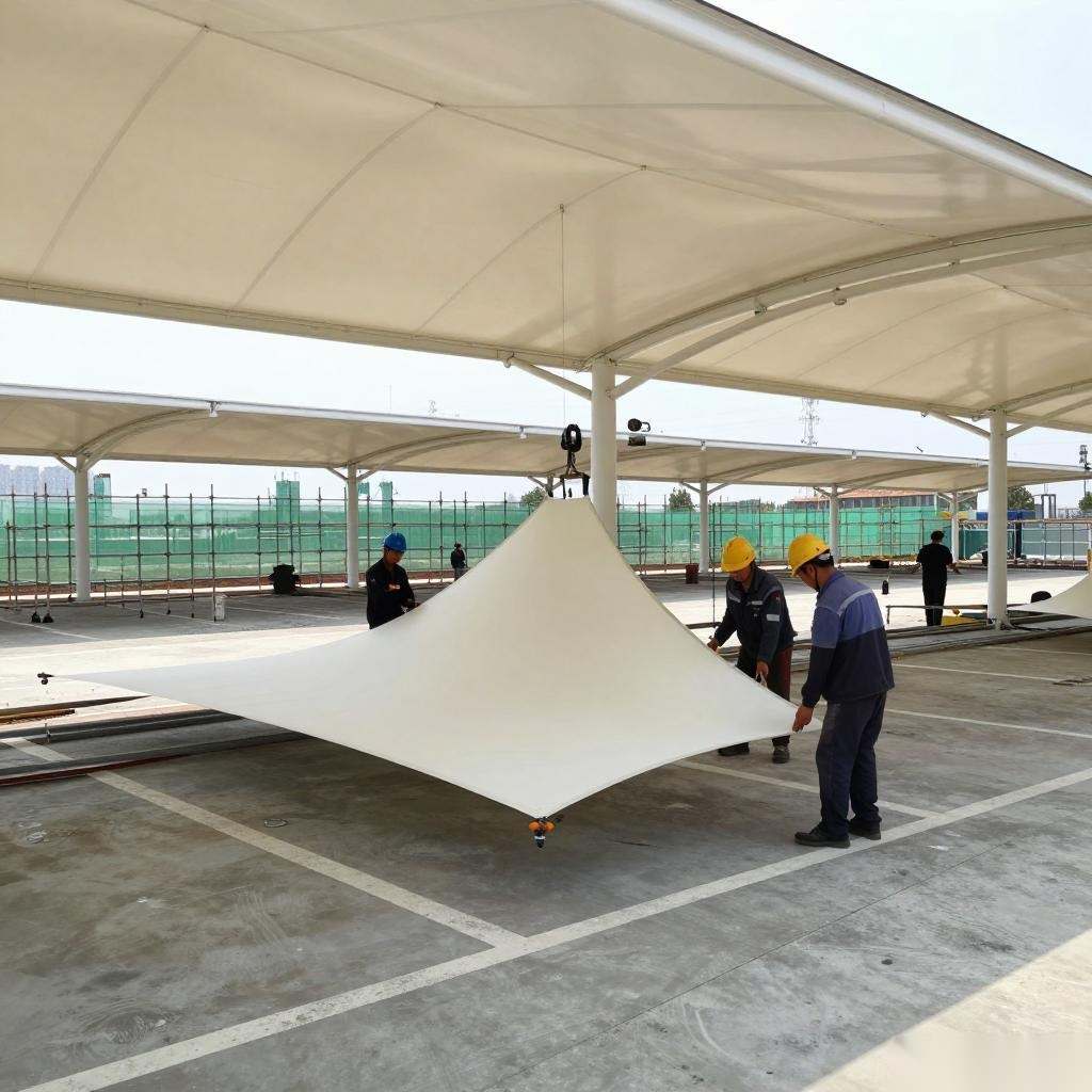 江苏扬州膜结构停车棚加工制造要点及施工要求全知道